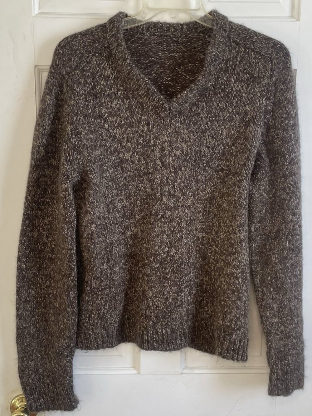 Comfy knit Unisex Sweater Pullover V Neck Brown vintage Cozy
